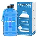 HYDRATE Gym Water Bottle for Men - Half Gallon Water Jug, Perfect for Hydration - Flip Cap Large Sports Bottle with Leak Proof Silicone Seal - BPA Free, Reusable Bottle - 2.2L Blue