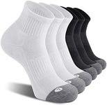 FITRELL 6 Pack Men's Athletic Ankle Socks Cushioned Sports Running Socks, Shoe Size 7-9, 3White+3Black