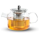 Sipologie Inspire Tea Pot with Infuser 400ml, Glass Tea Kettle for Gas Stove, Flame Proof Glass Kettle for Tea, Fine Mesh Stainless Steel Infuser