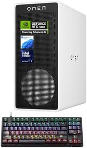 HP Omen 16L 5060 Gaming Desktop PC, Intel Ultra 7 265F (Beats Intel i7-14700F), Geforce RTX 5060, 64GB DDR5 RAM, 2TB SSD, OMEN Hub, Support 3-Monitor 4K, HDMI, Windows 11 Home, Keyboard Bundle, White