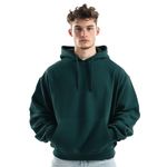 NOBERO Men's Cotton Blend Neck Hooded Sweatshirt (1M-TWHO-R0041_Verdigris Blue