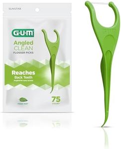 GUM Angled Floss Picks, Perfect for Tight Teeth, Extra Strong Shred-Resistant Dental Floss, Angled for Easy Reach, Dental Flossers for Adults, Fresh Mint Flavor, 75ct