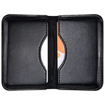 Business Card Holder, Wisdompro 2-Sided PU Leather Folio Name Card Holder Wallet Case with Magnetic Shut for Men and Women, Ultra Slim and Thin - Black