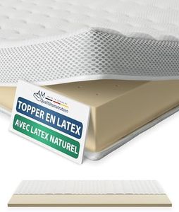 AM Qualitätsmatratzen - Surmatelas 160 x 200 cm Epais - Surmatelas Latex à Haute densité - Housse de surmatelas Respirante en Tencel Lyocell - Surmatelas en Latex 160x200 cm - Topper 160/200