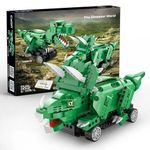 TOYRENTTO Remote Control Dinosaur Building Kit – 2-in-1 STEM Robot Dinosaur Toy with RC & App Control – Interactive DIY Construction Set for Kids, Boys & Girls (Ages 8+)_Triceratops