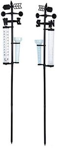 Yosoo Health Gear Medidor de Lluvia, Estación Meteorológica 3 en 1, Medidor de Lluvia, Termómetro para Jardín Al Aire Libre, Indicador de Viento, Medidor de Agua de Lluvia, Medidor de Medición