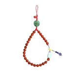 Phone Hand Wrist Lanyard Strap String Chinese Style Jade Pearls Tassel Anti- Lost Chain Mobile Phone Pendants (Red)