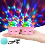 URAQT Disco Lights for Parties, Sound Activated Mini Disco Ball Light, DJ Strobe Ball with Mirror and Glitter Effect, Stage Lights for Party Kids Birthday Club Family Gathering Christmas, 1pc, Pink