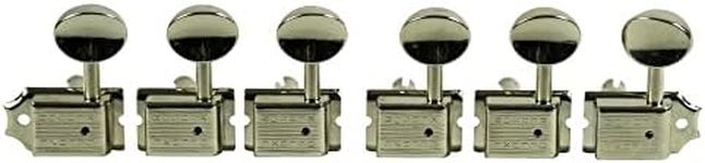 Kluson 6 In Line Left Hand Deluxe Series Tuning Machines - Double Line - Slotted Post - Nickel