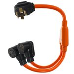 Finderomend 4 Prong Dryer Y Splitter Cord to Dryer and RV EV Charger NEMA 14-30P to 14-50R/14-30R, 250 Volt, 10 AWG 4 Conductors, 3 ft Nema 14-30 to 14-50 Adapter