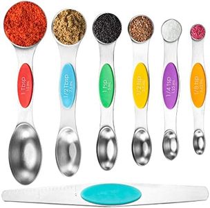 Igluu ​​​​Meal Prep 7 piezas Cucharas medidoras magnéticas de acero inoxidable, Cucharas apilables de doble cara Se adapta a tarros de especias para medir ingredientes secos y líquidos