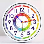 AMOTOFO Time Teaching Clock 12 Inch Silent Wall Clock for Kids Learning Time, Silent Non-Ticking Quartz Decorative Wall Clock for Teacher's Classrooms or Children's Bedrooms