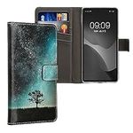 kwmobile Wallet Case Compatible with Google Pixel 7a Case for Phone - Cosmic Nature Blue/Grey/Black