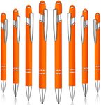 8 Pieces Ballpoint Pen with Stylus Tip Black Ink 2 in 1 Stylus Metal 1.0 mm Medium Point Smooth Pen Rainbow Colorful Rubberized Ballpoint Pen for Touch Screen Tablet (Orange)