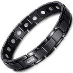 RainSo Magnetic Bracelets for Men Black Matt Titanium Steel Adjustable with Gift Box