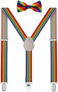 habibee Solid Color Mens Suspender Y Shape,Rainbow
