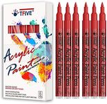 Red Marker Paint Pens - 6 Pack Acrylic Red Permanent Marker, 0.7mm Extra Fine Tip Paint Pen for Art projects, Drawing, Rock Painting, Stone, Ceramic, Glass, Wood, Plastic, Metal, Canvas DIY Crafts
