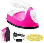 Mini Craft Iron, Mini Heat Press Machines, Portable Electric Travel Irons with Silicone Pad and Charging Base Accessories for DIY T-Shirt Shoes Bags Hats Heat Transfer Vinyl Projects (Rose Red)