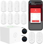 CPVAN Home Alarm System Wireless, DIY Smart Door/Window Alarm for Home Security, WiFi Alarm with Phone APP Alert 13 Pieces-Kit (Alarm Hub, 8 Door Sensors, 2 Remotes, 2 RFID Cards)