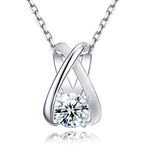 TOUCH HEART 1 CT Silver Necklace for Women, S925 Silver jewellery Moissanite Heart Necklace for Women, Jewellery Gift for Women Wife Girlfriend Birthday Mothers Day Christmas Valentines, 18Inch（45cm）