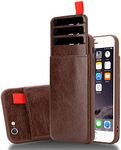 cadorabo Case works with Apple iPhone 6 / iPhone 6S in OAK BROWN – Faux Leather and TPU Silicone Cover with Pocket and 6 Extricable Card Slots - Ultra Slim Protective Gel Shell Bumper Back Skin
