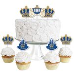 Big Dot of Happiness Royal Prince Charming - Dessert Cupcake Toppers - Baby Shower, Birthday Party Clear Treat Picks - Set of 24