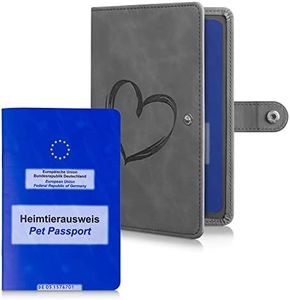kwmobile Custodia Passaporto Europeo Animali Domestici - Cover Porta Documenti Cane Gatto - Porta Carta Identità - Portadocumenti Pelle Nubuck Cuore