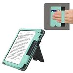 kwmobile Cover Compatible with Kobo Libra 2 Cover - Faux Leather/Suede Case with Stand - Mint/Dark Grey