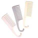 Shower Comb with Hanging - Detangler Wide Tooth Comb - Wide Tooth Hanging Comb Set of 3 - Large Wet Comb with Hook - 3 Colour Antistatic Detangling Hair Brush - Soft Matte Colors Hair Brush For Women