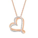 1/4 Carat Diamond, Prong Set Real Diamond Heart Shape Pendant Necklace for Women in Sterling Silver (Diamond Quality I-J,I2-I3) by La4ve ,Gift Box Included,Sterling Silver, Rose Gold, Metal, Diamond