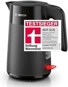 Bosch kabelloser Wasserkocher MyMoment TWK2M163, Abschaltautomatik, Überhitzungsschutz, Tassenanzeige, entnehmbarer Kalkfilter, Trockengehschutz, Dampfstopp-Automatik, 1,7 L, 2400 W, Schwarz matt