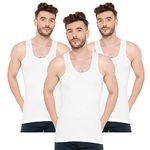 SILVER STORK Men's Cotton Fine White Round Neck Sleeveless Regular Fit Vest/Baniyan (3, 90), Multi