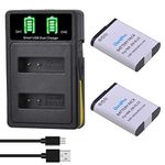 DuraPro 2Pcs 1850mAh EN-EL23 EN EL23 Battery + Dual USB Charger for Nikon Coolpix P600 COOLPIX S810c P610 P900 P610s B700 P900s Cameras