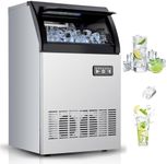 Ice Maker Machine, 120lbs/24h Stainless Steel Under Counter Ice Machine, 33lbs Storage, Freestanding Ice Maker for Bar, Restaurant, Home, Office, 2 Water Inlet Modes