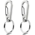 IVIA Dog Tag Clips / 2 Pack/Multiple Size 304 Stainless Steel Quick Clip with Rings/Easy Change Dog Cat ID Tag Holder for Small pet Collars and Harnesses.(2 Medium Silver)