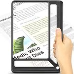 Tobegiga 4X Full Page Magnifying Glass for Reading, Lightweight Rectangular Magnifier Provides Large Book Page Viewing Area, Upgraded Handheld Magnifier for Reading Small Prints for Seniors Low Vision