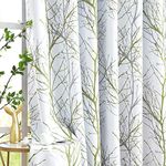 Fmfunctex Sage Green Blackout Eyelet Curtains for Living Room 90 Drop Tree Branch Curtains for Bedroom Thermal Insulated Window Curtain Drapes for Dining Room 2 Panels