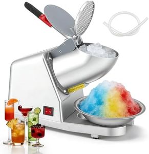 Ice Crusher, 380W Electric Ice Shaver Slush Machine, Dual Stainless Steel Blades, 85kg/Hour Snow Cone Maker for Slush, Cocktail, Cold Drinks, Ice Cream, Fruit Dessert,Iced Coffee,Home & Commercial Use