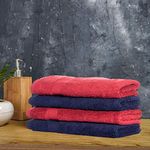 Wakefit Hand Towel | 500 GSM | Napkins for Hand Towel, Hand Towel for Wash Basin, Hand Towels, Hand Towel Set of 4, Terry 100% Cotton Soft, Absorbent (Chilli Pepper, Navy Blue)