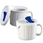 CorningWare 20-Ounce Oven Safe Meal Mug with Vented Lid, French White, Pack of 2