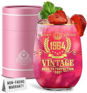 CROWNLY CRYSTAL® Regalos Para Mujer 60 Años 1964 Copas De Vino Regalos Originales Para Mujer Regalo Mujer 60 Años Regalo Cumpleaños Mujer Regalo Original Mujer Regalos Originales Para Mujer De 60