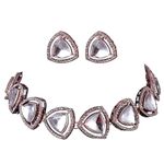 Shona's Style Polki Choker Necklace Set with Stud Earrings for Women and Girls Rose Gold