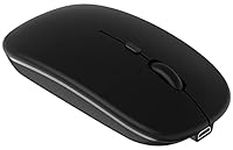 Bluetooth Mouse Rechargeable Wireless Mouse for iPad Tablet Cell Phone Smartphone iPhone MacBook Pro Air Laptop PC Computer Mac iMac Desktop Windows Android Portable Silent 2.4G Cordless Mice (Black)