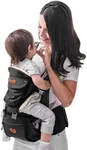 SUNVENO 3 in 1 Ergonomic Baby Carrier with Hip Seat for Newborns and Toddlers, Supports 20 lbs and Up, Waist and Back Relief with Large Weight Capacity for All Season Use,Black
