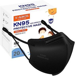 X-AOKOS Kids KN95 Face Masks 20 Pack, Disposable Protective Masks with Adjustable Ear Loops and Nose Sponge Pad, Black