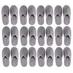 M-Aimee Disposable Spa Slippers, 12 Pairs Spa Slippers Great for Hotel, Spa, Guest, Nail Salon Use - Non-Slip - Made From Fleece, Grey - fits up to US Men's Size 11 and US Women's Size 12