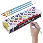 int!rend Acrylic Paint Set + Brushes - 14 Acrylic Craft Paints x 18ml for Children & Adults - Waterproof Colours for Painting Canvas, Wood, Clay & Paper