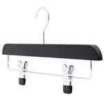 The Hanger Store 30 Black Wooden Trouser, Skirt Hangers With Clips, Coat Clothes Hangers