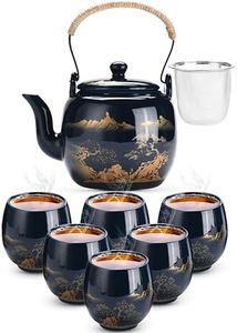 Kitchtic Japanese Tea Pot Sets for Adults - Traditional Japanese Tea Pots - Decorative Tea Pot and Cups Set for Tea Lovers, Weddings, or Housewarming - Set of 7 - Blue