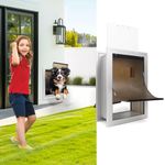 iPetba Heavy Duty Extra Large Dog Door for Wall Aluminum Profile Doggie Door for Interior Exterior Doggy Door Telescoping Tunnel with Magnetic for Extreme Weather with Double Flaps-XL (Up to 220 Lbs)